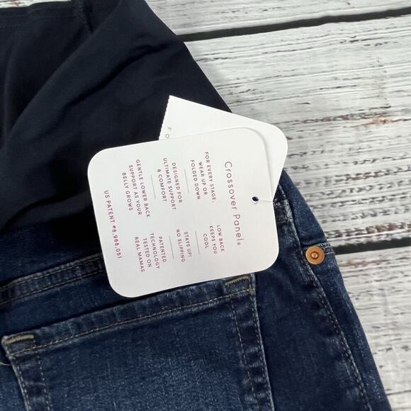 Isabel Maternity Denim Jean Bermuda Shorts sz 4/27 9" Inseam Crossover Panel - Picture 8 of 9